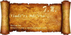 Timári Márta névjegykártya
